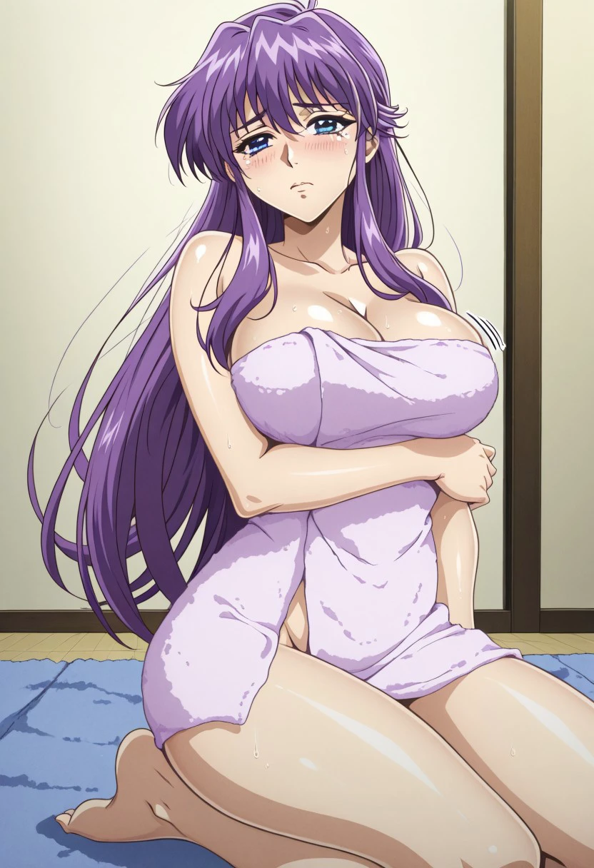 (masutepiece、Best Quality)、Open door、hand on the door、Matou Sakura、1girl in、Beautiful eyes、Well-formed face、very large udder、Too big、Underwear、Lace bra with light pink ruffles、Light pink bra shoulder straps、Light pink lace panties、Big and beautiful nipples、Beautiful areola、beauty legs、a room、sexy pose、blushed face、Figure-eight eyebrows、Moist eyes、Seduce a man、shame、