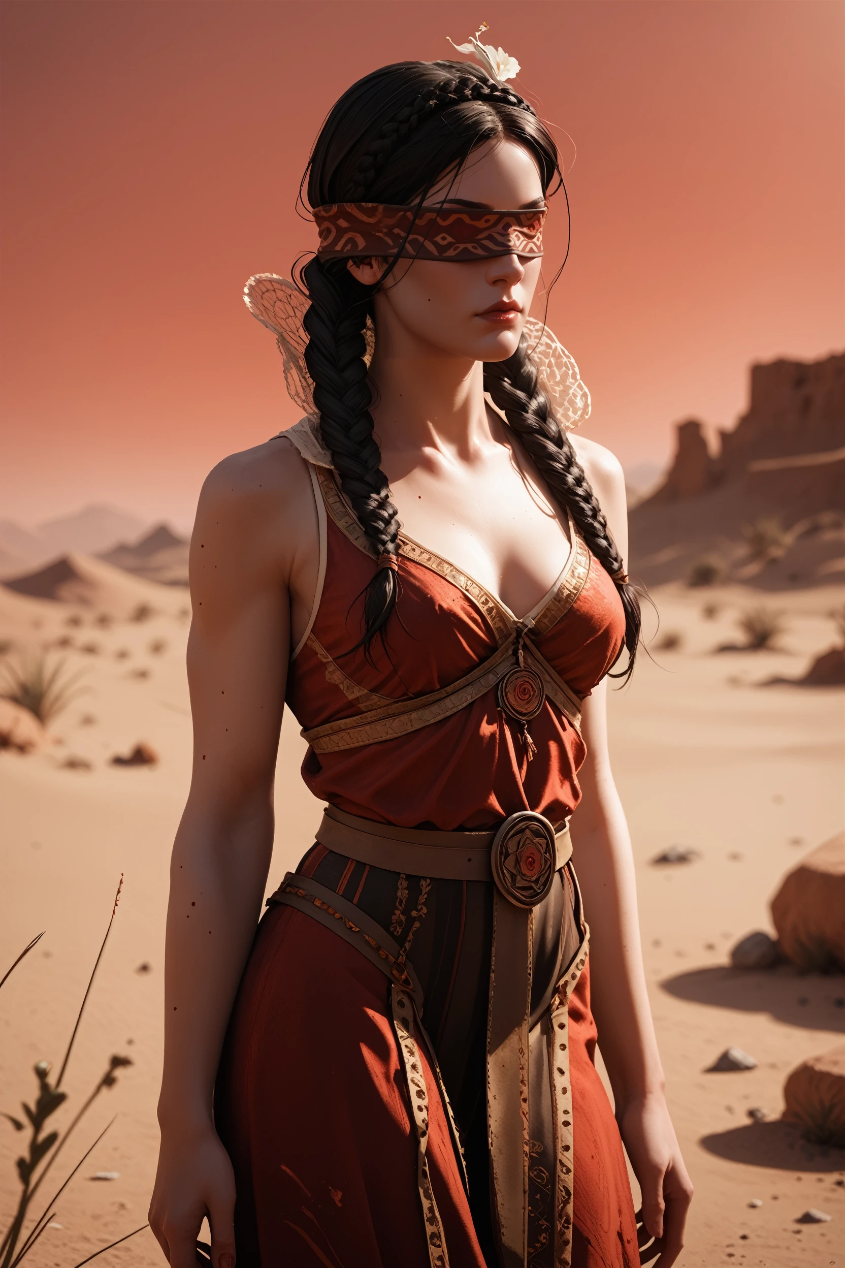 score_9, score_8_up, score_7_up,
<lora:W3Philippa:0.8>
W3Philippa, 1girl, long hair, black hair, covered eyes, twin braids, stands beneath a blood-red sky in a moonlit desert