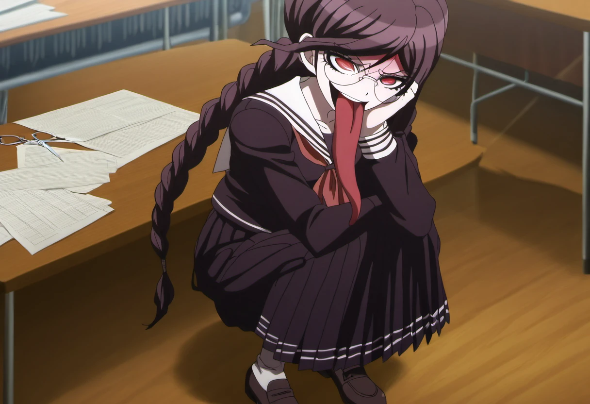 score_9, score_8_superior, score_7_superior, sauce_anime,
Shinobumiyake, Shinobu Miyake, Long Hair, bangs, Purple Hair, Green Eyes, anger,
shirt, Long sleeve, , Seraphim, Sailor collar, neckerchief, red neckerchief, shirt, blue shirt, blue Sailor collar, Blue Skirt,
indoor, classroom, corridor,Tied up with rope,gag,Lying down,Struggling