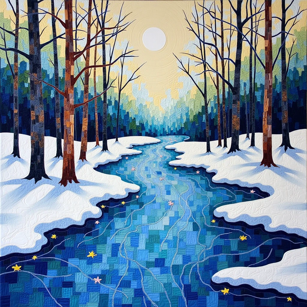 a artfulquilts impetuous river in the winter