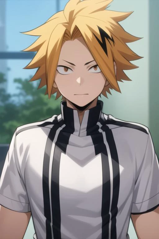 masterpiece, best quality, high quality, 1boy, solo, male focus, looking at viewer, upper body, <lora:kaminari_denki:0.70>, kaminari_denki,