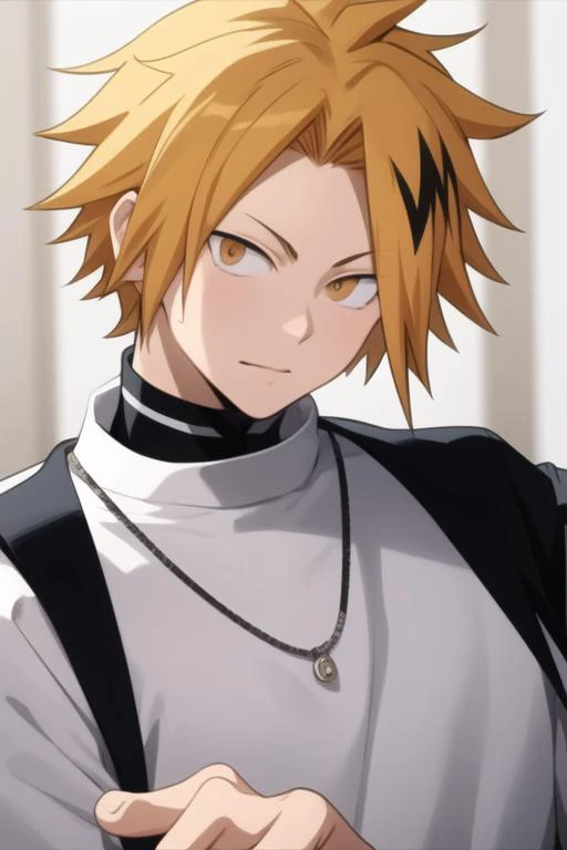 masterpiece, best quality, high quality, 1boy, solo, male focus, looking at viewer, upper body, <lora:kaminari_denki:0.70>, kaminari_denki,