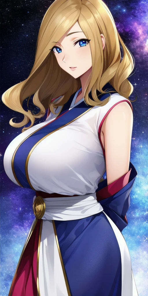 <lora:MillyV4:0.7> milly_ashford, huge_breasts, standing, solo, arms_behind_back, starry_sky, japanese_clothes, masterpiece, best_quality, detailed_face, detailed_eyes, highres, beautiful, detailed, absurdres,