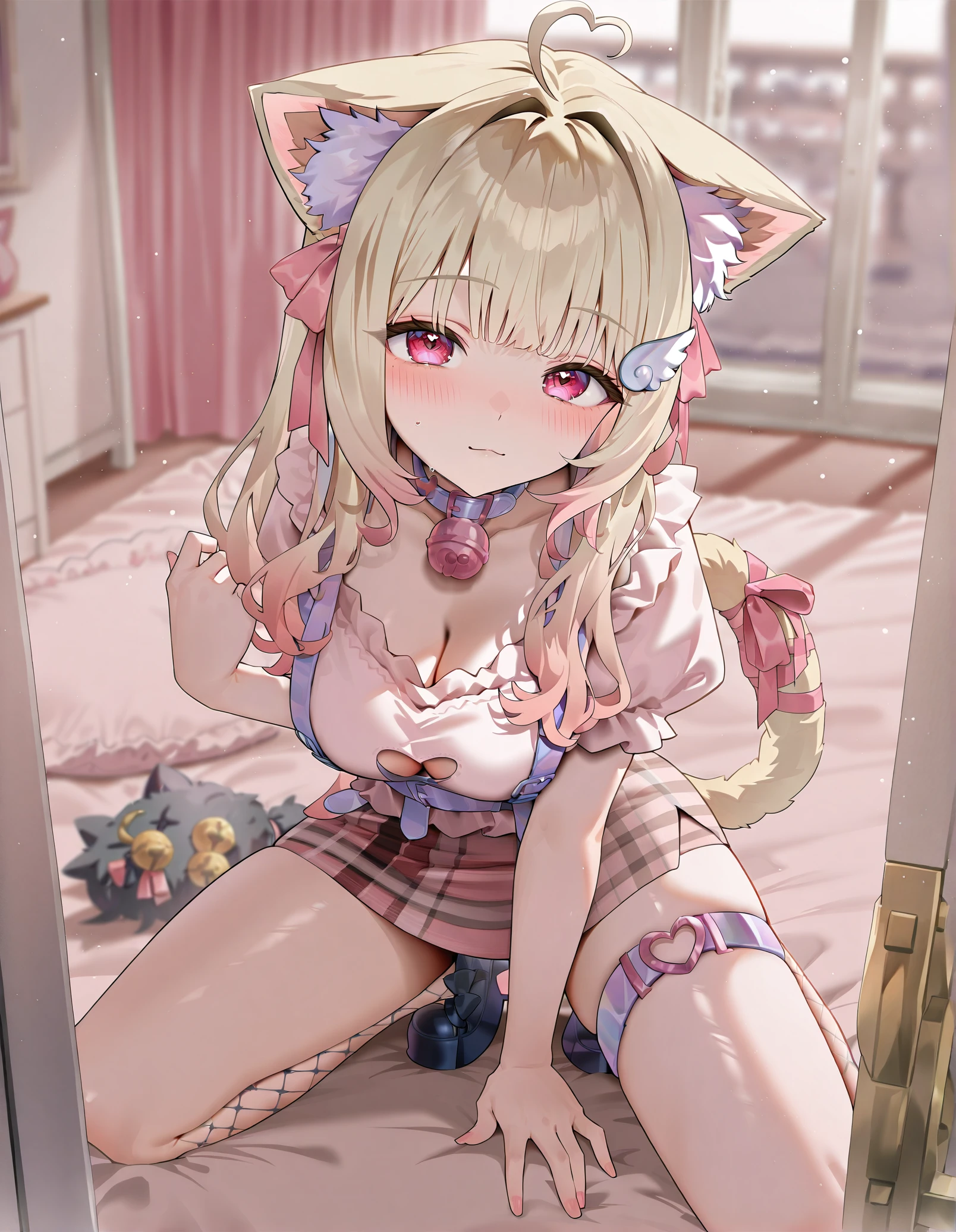 masterpiece, perfect quality, best quality, absolutely eye-catching, absurdres, highres, newest,  <lora:nekomakarinillustriousXL:1>, 1girl, nekomakarincasual, solo, full body,