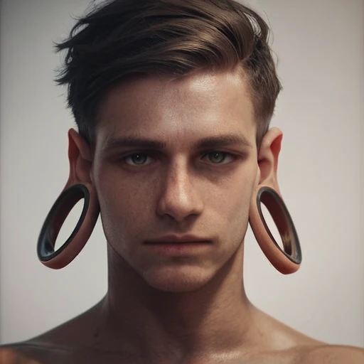 score_9, score_8_up, score_7_up, best quality, perfect anatomy, best anatomy, 1boy, masculine, adult, looking at viewer,  stretched ears, ear tunnels,  <lora:tunnels_7:1>