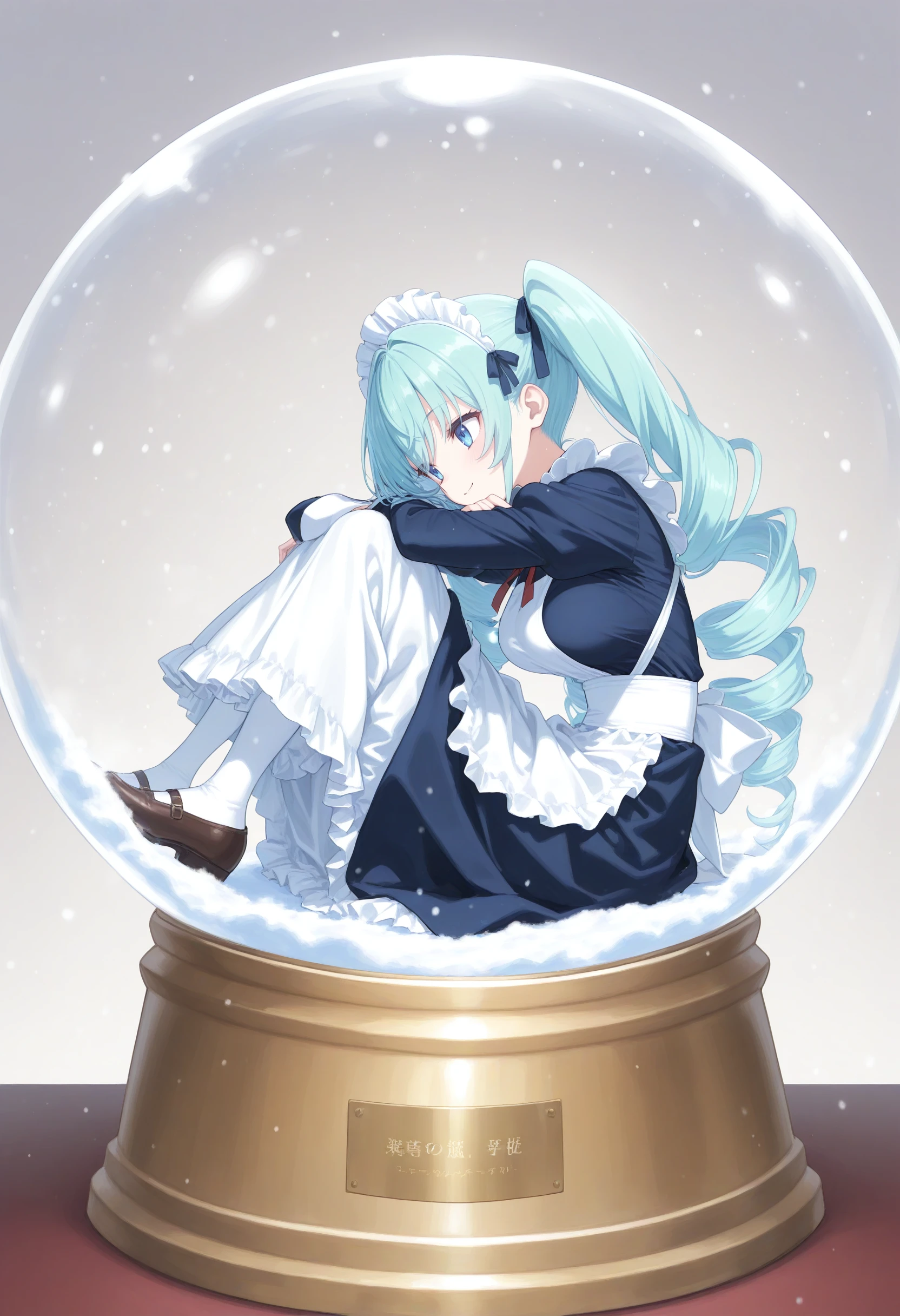 1girl,(sho \(sho lwlw\):0.7),(toosaka asagi:0.5),(sincos:0.3),solo,
masterpiece, best quality, newest, absurdres, CG, anime, source anime, illustration,
maid, maid headdress,medium breasts,
snow globe, sitting, in container, full body, orb, minigirl, light particles, snowing, snow,<lora:snowglobe_Illust_v1:0.8>
from side, portrait, looking to the side, aqua hair, blue eyes,smile, college, closed mouth, twin drills hair,