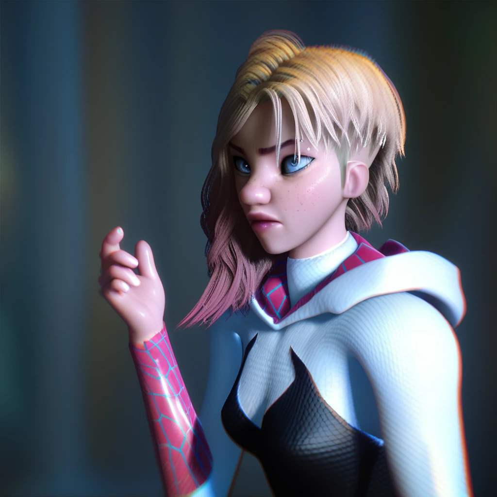 score_9, score_8_up, score_7_up, score_6 Gwen Stacy in her outfit ready to fight