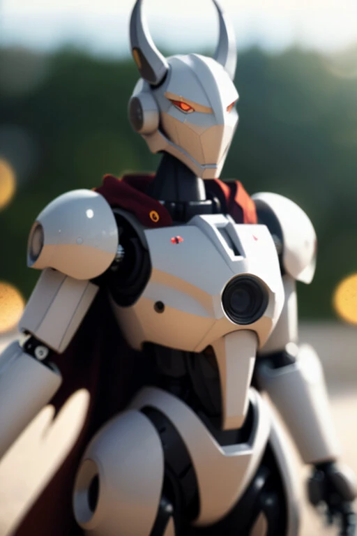 cgmech, (realistic) solo, white mecha robot, cape, science fiction, torn clothes, glowing, standing, robot joints, mecha, armor, cowboy shot, (floating cape), intense sunlight, silver dragonborn, outdoors, landscape, nature , ((masterpiece, best quality)), <lora:cgmechmix_offset:1><lora:more_details:0.3> <lora:Niji:0.5><lora:dragonborn_offset:0.7> , volumetrics dtx, (film grain, blurry background, blurry foreground, bokeh, depth of field, motion blur:1.3)