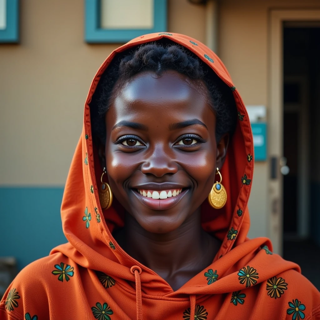 portrait of a South Sudanese young woman, bokeh