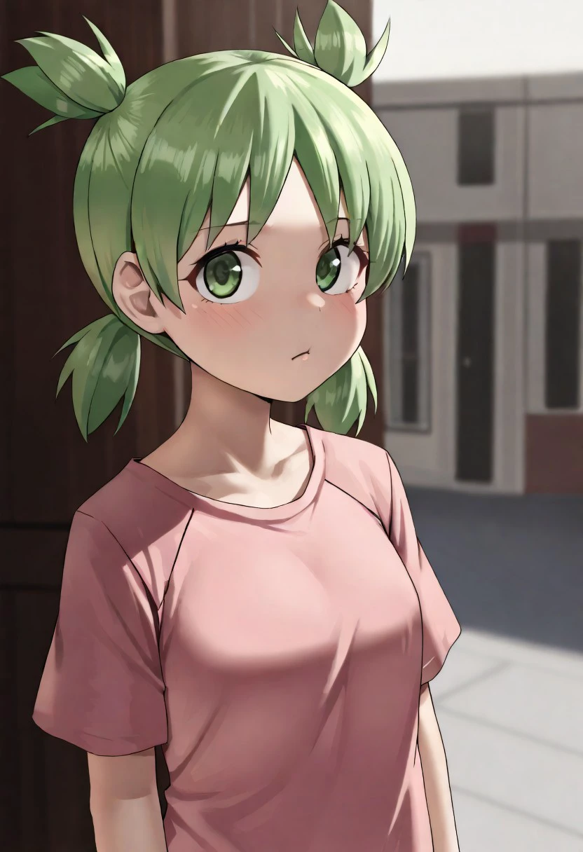 masterpiece, best quality, 32k, high resolution, absurdres, koiwai yotsuba, green hair, green eyes