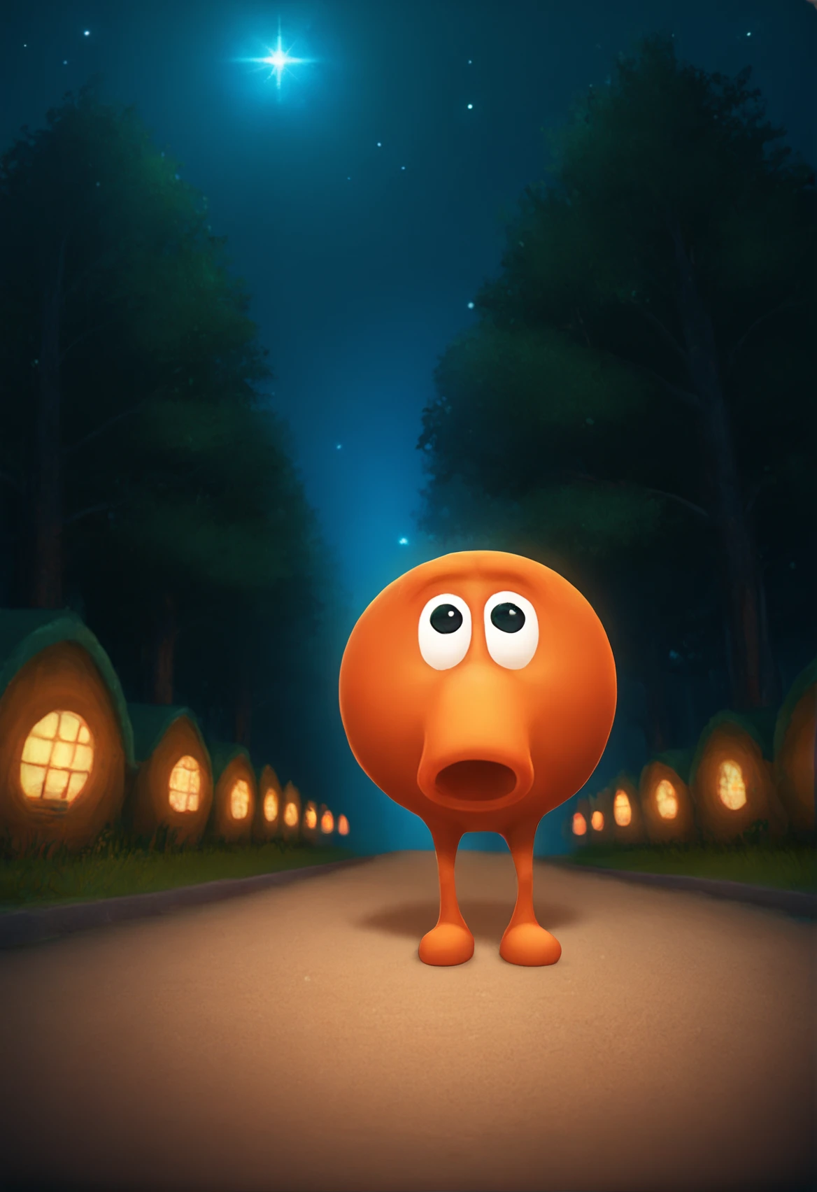 score_9, score_8_up, score_7_up, close-up, qbert, q*bert, q bert, standing in a forest, a path, at night, tree, stargazing, video games looks, orange, green, blue, colorful, 60-30-10 color rule, warm tones, global illumination, detailed and intricate environment, digital illustration, dynamic, highly detailed, concept art, smooth, sharp focus <lora:Q_bert:1>