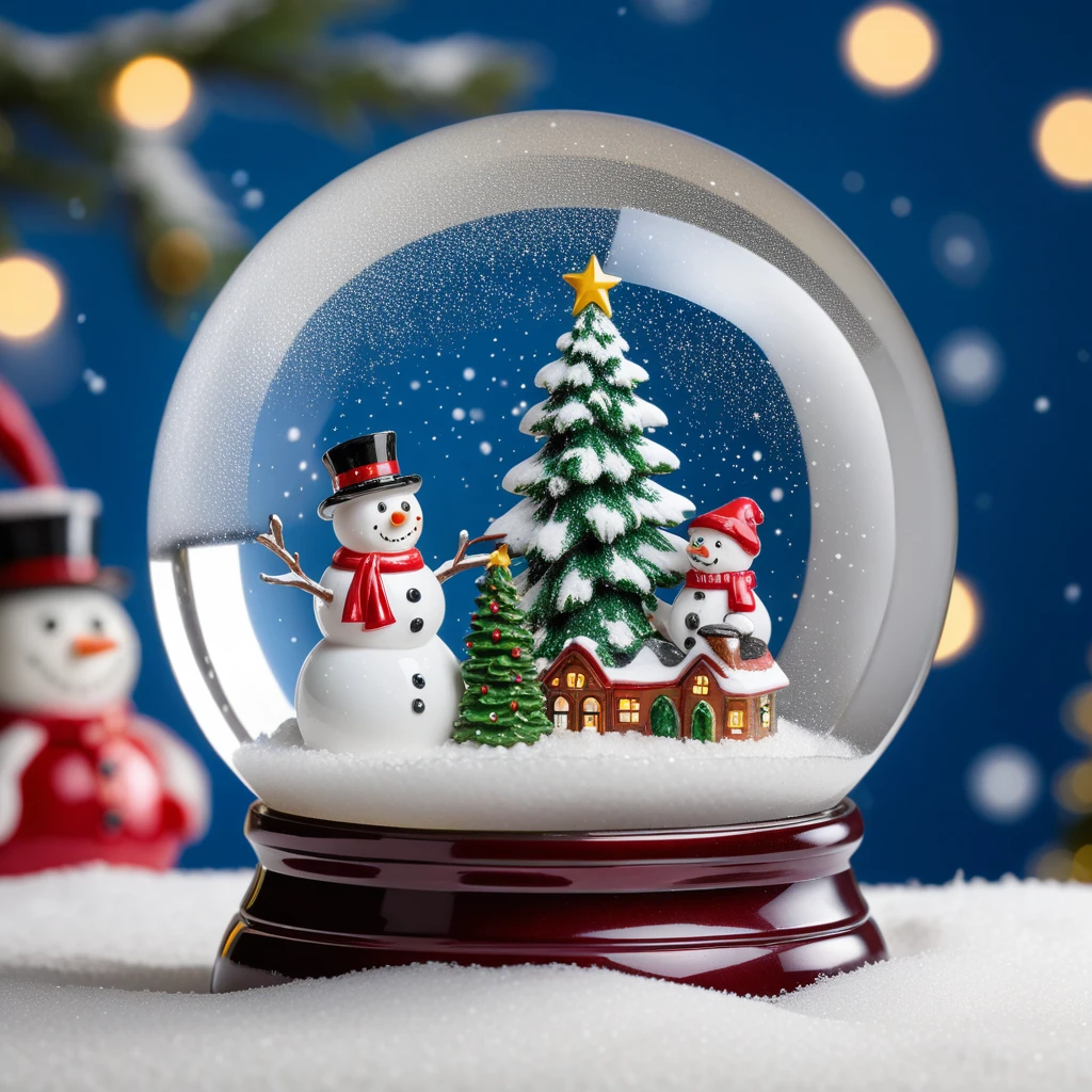 crystal ball,a snow globe,christmas,snowman,Best quality,masterpiece,ultra high res,