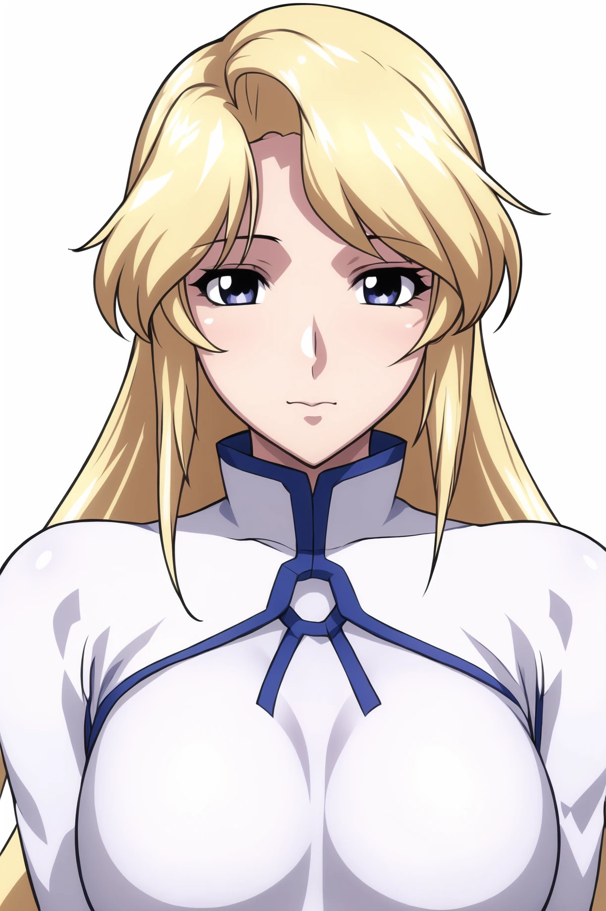 Simple Background,(White_Background:1.1),
dynamic pose,standing at attention,
white capelet, white Dress, long sleeves, high collar, white elbow gloves,
<lora:Dhianeila_HeroicAge-KK77-V1:0.7>, Dhianeila_HeroicAge,
blue eyes, blonde hair,bangs,Long hair,
<lora:more_details:0.1>,<lora:NovelAI_YesMix5_KKStyle-KK77-Yes5-V1:0.3>,<lora:Oda_Non_Style2-KK77-Yes5-V1:0.3>,
1 girl, 20yo,Young female,Beautiful long legs,Beautiful body,
Beautiful Nose,Beautiful character design, perfect eyes, perfect face,expressive eyes,perfect balance,
looking at viewer,(Focus on her face),closed mouth, (innocent_big_eyes:1.0),(Light_Smile:0.3),
official art,extremely detailed CG unity 8k wallpaper, perfect lighting,Colorful, Bright_Front_face_Lighting,White skin,
(masterpiece:1.0),(best_quality:1.0), ultra high res,4K,ultra-detailed,
photography, 8K, HDR, highres, absurdres:1.2, Kodak portra 400, film grain, blurry background, bokeh:1.2, lens flare, (vibrant_color:1.2),professional photograph,
(Beautiful,large_Breasts:1.4), (beautiful_face:1.5),(narrow_waist),