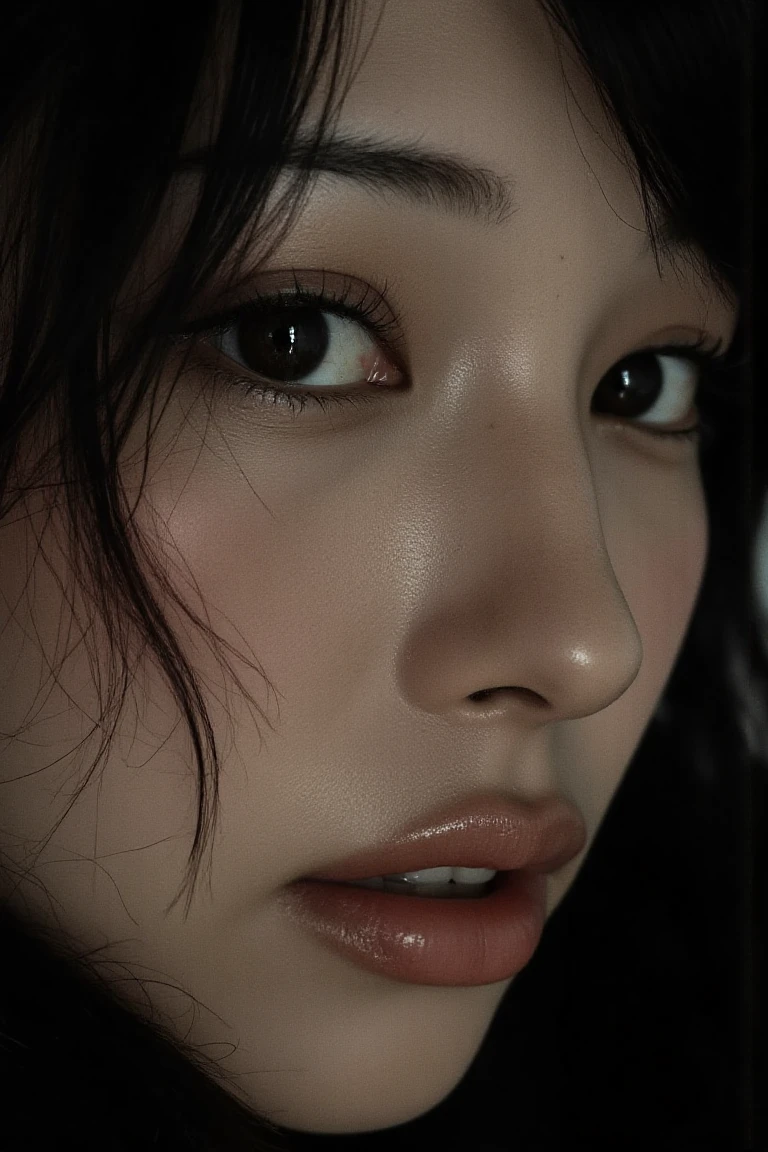 A close up of a woman with a black hair and a white shirt - SeaArt AI