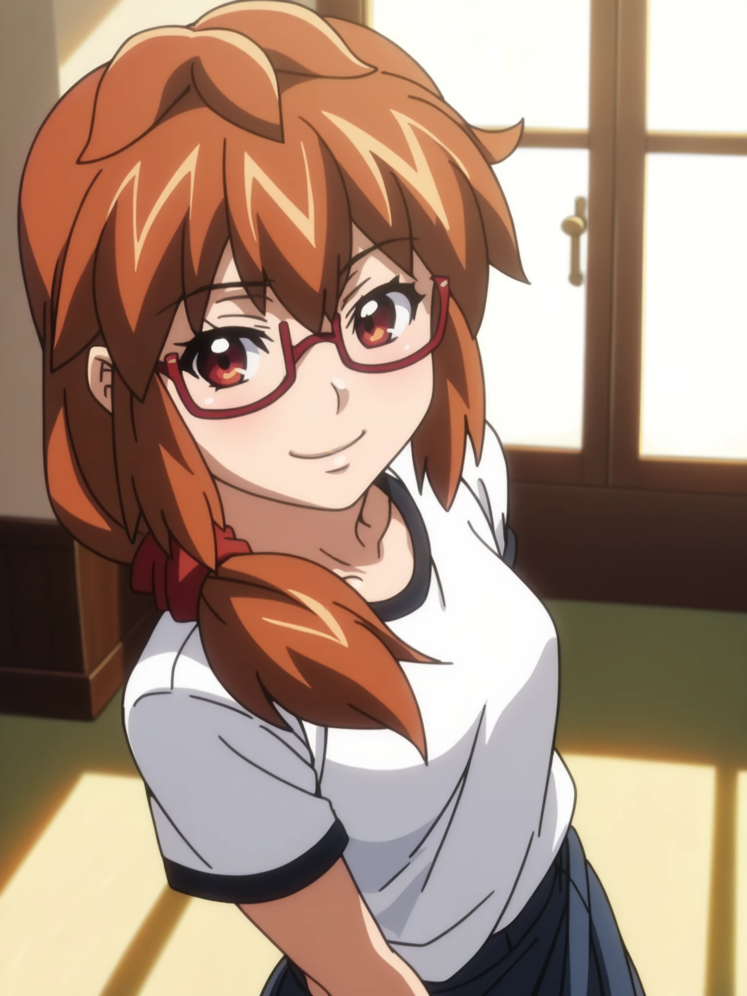 <lora:happy_tentacle-kyoukarin-v0.1-000010:0.9>, ht_kyoukarin, glasses, (red eyes, brown hair:0.7) , smile, , indoors, living room cowboy shot, 1girl, (petite:1.2), solo focus, (looking at viewer:1.1), backlighting, (depth of field:0.8), from above, score_9, score_8_up, score_7_up, score_6_up, score_5_up, score_4_up