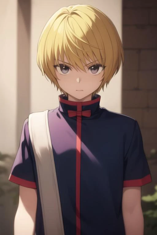 masterpiece, best quality, high quality, 1boy, solo, male focus, looking at viewer, upper body, <lora:kurapika:0.70>, kurapika