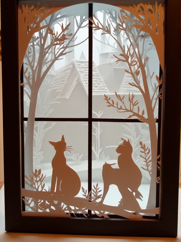 <lora:Kirigami_Style:0.9> kirigami style of a cat at a window