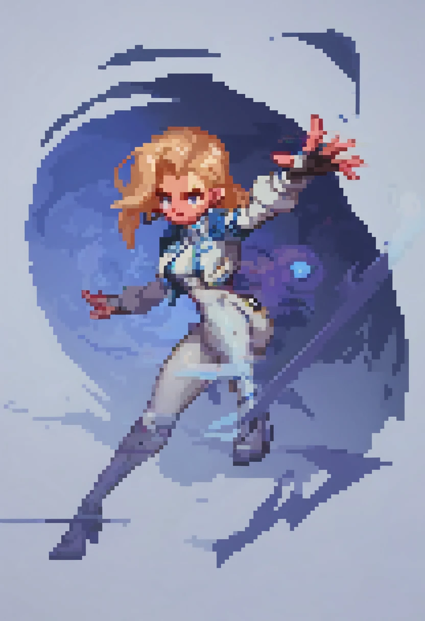 score_9, score_8_up, score_7_up, score_6_up, expressiveh, dagger_rivals, 1girl, solo, full body, blue eyes, blonde hair, long hair, eyeliner, moon mark, earrings, cropped jacket, open jacket, bodysuit, white bodysuit, white clothes, fingerless gloves, blue details, looking at viewer, purple background, geometric shapes, posing, dynamic angle, dynamic pose, daggers, throwing daggers, floating weapon, blue trail, motion lines, slashing, trail, high heels, <lora:sakuemonq:1> <lora:Dagger_Marvel_Rivals_-_PonyXL:0.7>