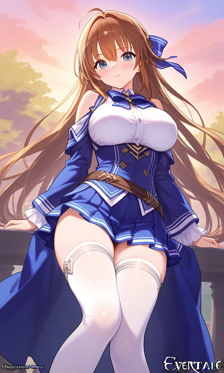 Cool beautiful girl、Anime - style image of a woman in a blue and white uniform, Enchanting anime girl, , Beautiful anime school girl, Marin Kitagawa Fanart, [ 4k digital art ]!!, Beautiful and attractive anime teen, Smooth anime CG art, Attractive anime girl, Cute anime waifu in a nice dress, Surreal 、Camel Toe、Giant tit、Nipple Puffs、Cleavage、Plump、Super big breasts、Super big butt、Tight clothing、Smile、((tie))、Honor student、Temptation、lure、Skirt flip