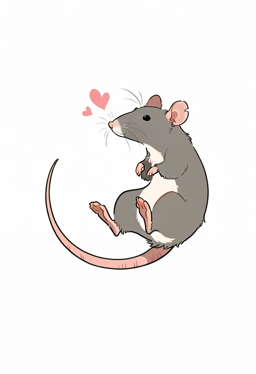 rat,no humans, cute,white background,heart,