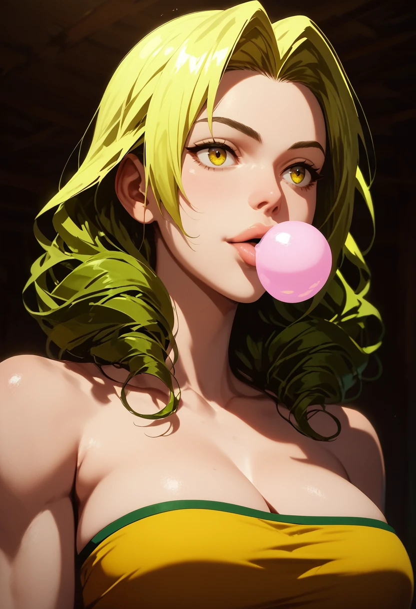 (masterpiece), (best quality), score_9, score_8_up, score_7_up, (masterpiece:1.2), (best quality:1.3), 1girl, <lora:Ma_Mi-Seon_God_of_High_School:0.8> mmsn_goh, cleavage, portrait, bubblegum, masterful composition, dynamic movement, low light, dark, dim, cinematic lighting, high contrast, rim lighting, ray_tracing, global illumination, glow