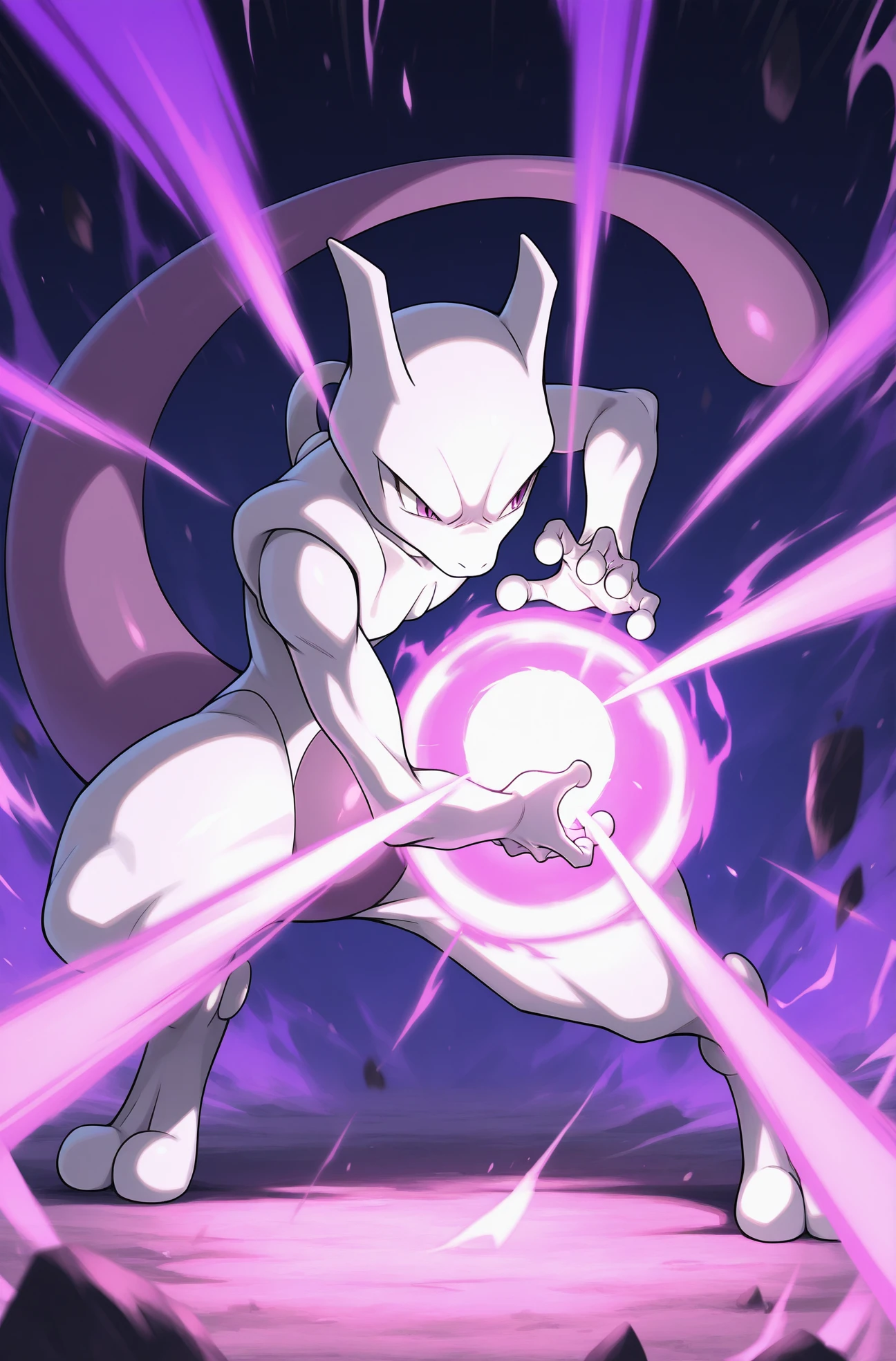 masterpiece, best quality,
<lora:kamehameha [IL]:0.7> kamehameha, energy ball, aura,
Mewtwo, pokemon, pokemon_(creature), purple aura, purple energy ball, ground, dynamic pose