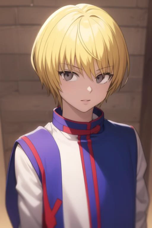 masterpiece, best quality, high quality, 1boy, solo, male focus, looking at viewer, upper body, <lora:kurapika:0.70>, kurapika