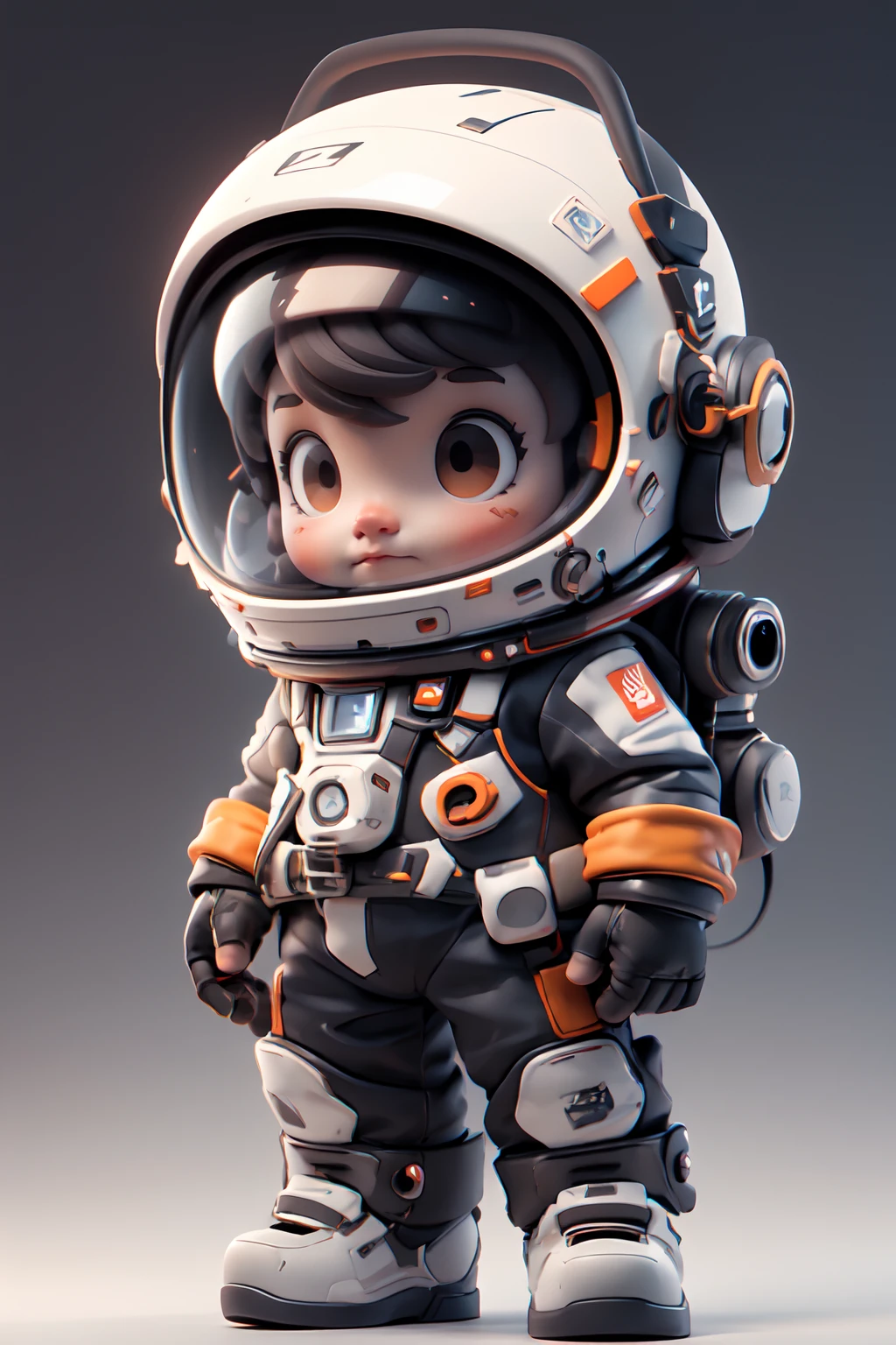 masterpiece,high quality,highres,absurdres,wallpaper,Hyper Real,Photorealistic,8K,high detail,high resolution,chibi,spacesuit,boy,(face_focus:1.2),standing,astronaut,full body,grey background,helmet, guchen,, chibi<lora:3Då¯ç±åæåæºç²_v1.0:0.7>