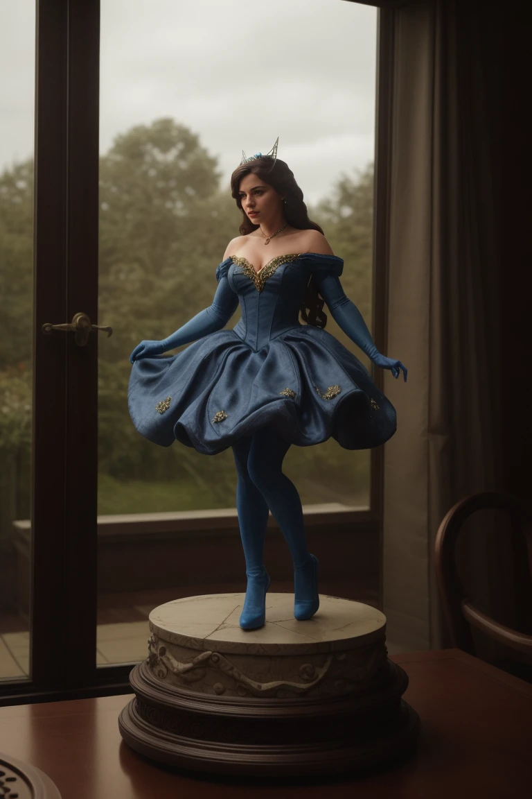 cinematic still , photo  ,  (best quality), (masterpiece), (realistic), (intricate), <lora:PVCStatuesQuiron_v09i01e25t05_Lora:1> pvcstatuesQuiron, Cinderella (Cinderella): Cinderella's iconic blue ball gown, glass slippers, and fairy tale transformation make her a classic choice for Disney princess cosplay., . emotional, harmonious, vignette, highly detailed, high budget, bokeh, cinemascope, moody, epic, gorgeous, film grain, grainy