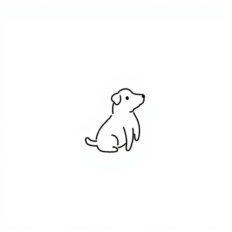 A minimalist line drawing. a cute big dog