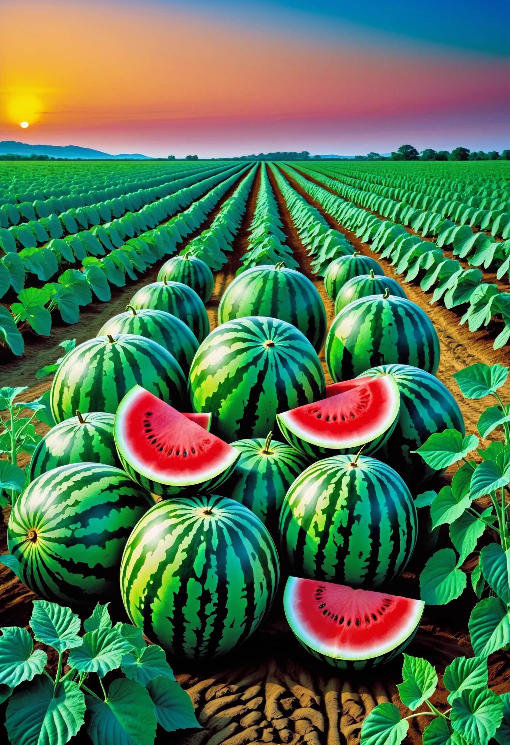 Masterpiece, best quality, newest, absurdres, highres, improved,
watermelon field