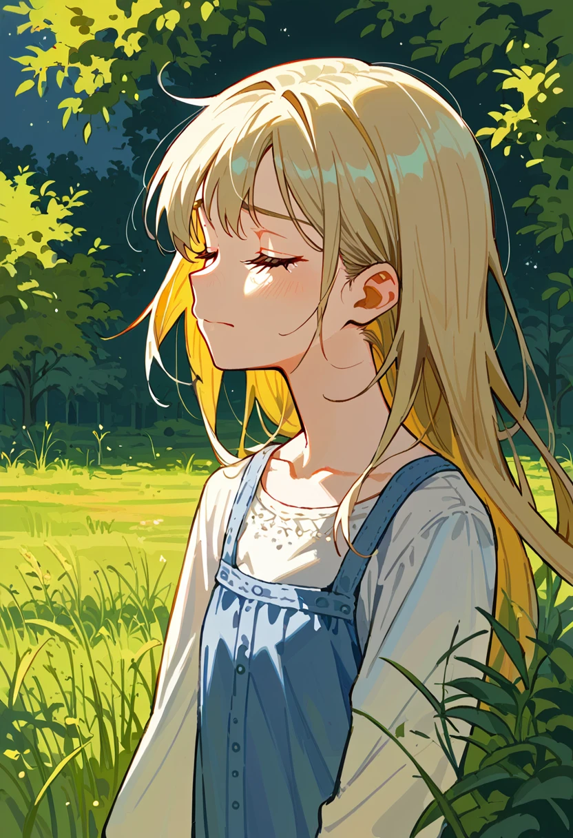 score_9, score_8_up, score_7_up, score_6_up, score_5_up, score_4_up, source_anime, digital artwork, dry grass, ravens in grey sky, ash, desolate wasteland, embroidery, (portrait), (ager), (blonde haired girl) in (sarafan:1.3) with (short:1.4), (sad smile), closed eyes, blue dress <lora:sarafan-v1.0_150_epochs:1.0>