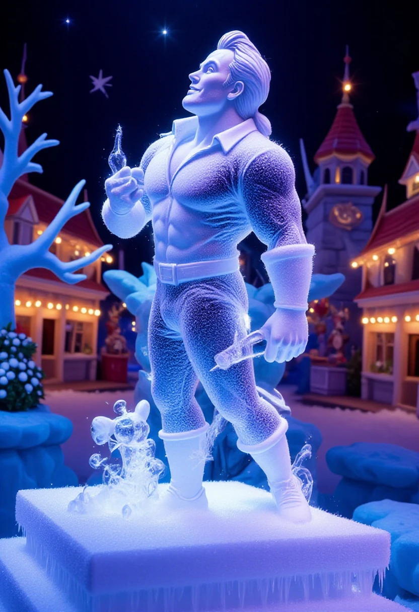 an ice sculpture of Gaston<lora:Ice_Sculpture_Sculptor:1> <lora:Gaston_-_Beauty_and_the_Beast_F1D-000018:0.8>