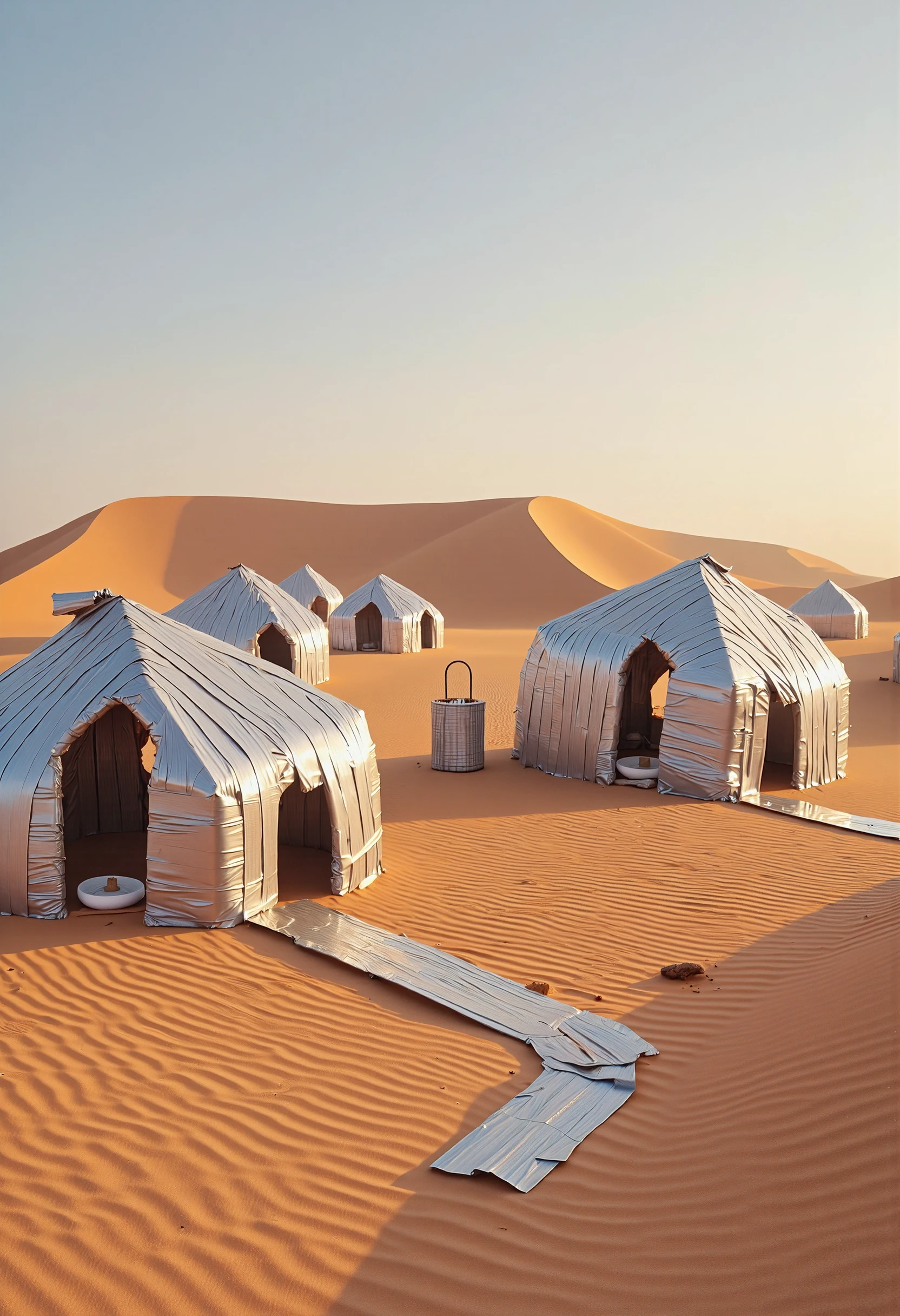 D7CKT4P3, a desert huts made from D7CKT4P3, in a desert 