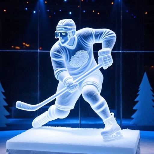 an ice sculpture of a hockey player