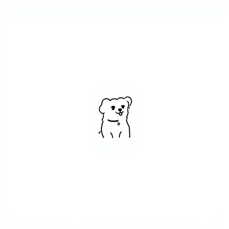 A minimalist line drawing. a cute dog