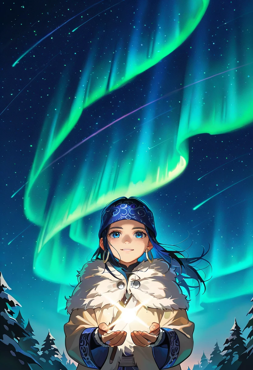 aurora borealis, aurora, starry sky, night,asirpa,looking at viewer,