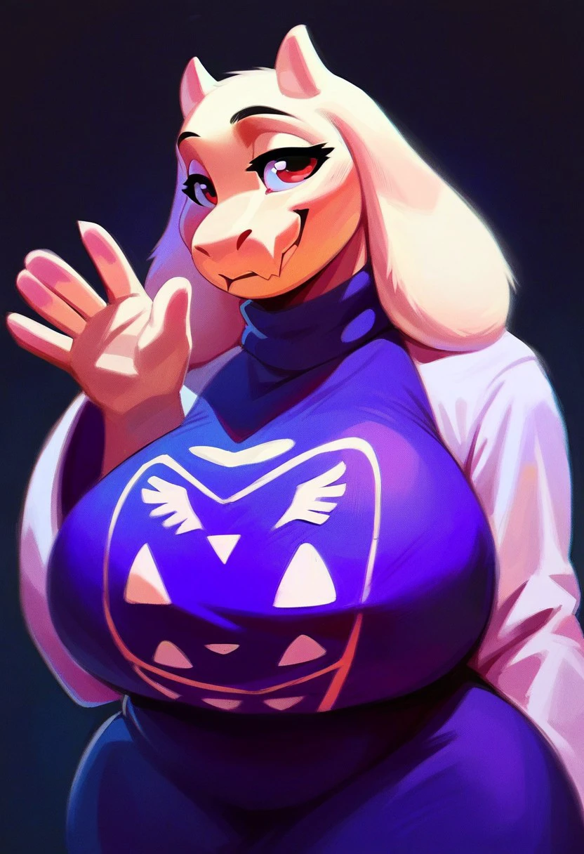 witch and pumpkin with a broom and a pumpkin, Great real life mom, Halloween art style, she is a pumpkin, By Kamisaka Sekka, witch academy, witch academy, High quality fanart, trick or treat, Beautiful, witch girl, in a halloween style, women((Toriel)) witch, witch, Beautiful, witch, By Shingei,  ((Toriel)), ((female, the second, goat)), big breast neckline, breasts with cleavage, clothes with neckline, bust to show