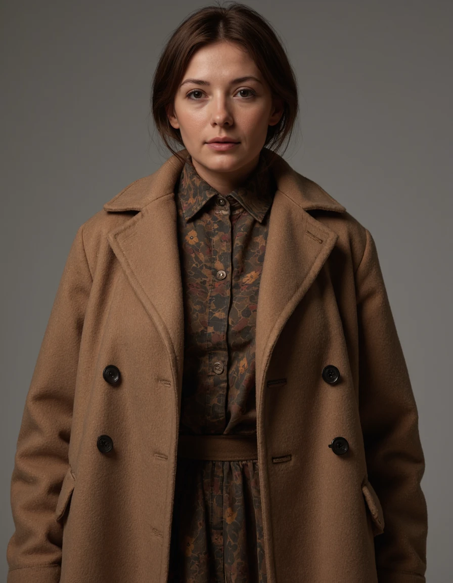 Norman Rockwell style full body shot of UHD, 8K, ultra detailed, a cinematic photograph of, <lora:kobzar:1>, Portrait of mature woman dressed businness dress and wintercoat, Soviet_Era_AHS, <lora:NormanRockwellFlux:0.3>, <lora:OBä¸ä¸çºªæ²¹ç»v1.1:0.3>, oil painting, <lora:Soviet_Era_AHS:0.5>, beautiful lighting, great composition . Baroque, chiaroscuro, realistic, emotional, "flat lighting, mid body. Whole outfit, clear, sharp, balanced . Realistic, narrative, Americana, detailed, "abstract