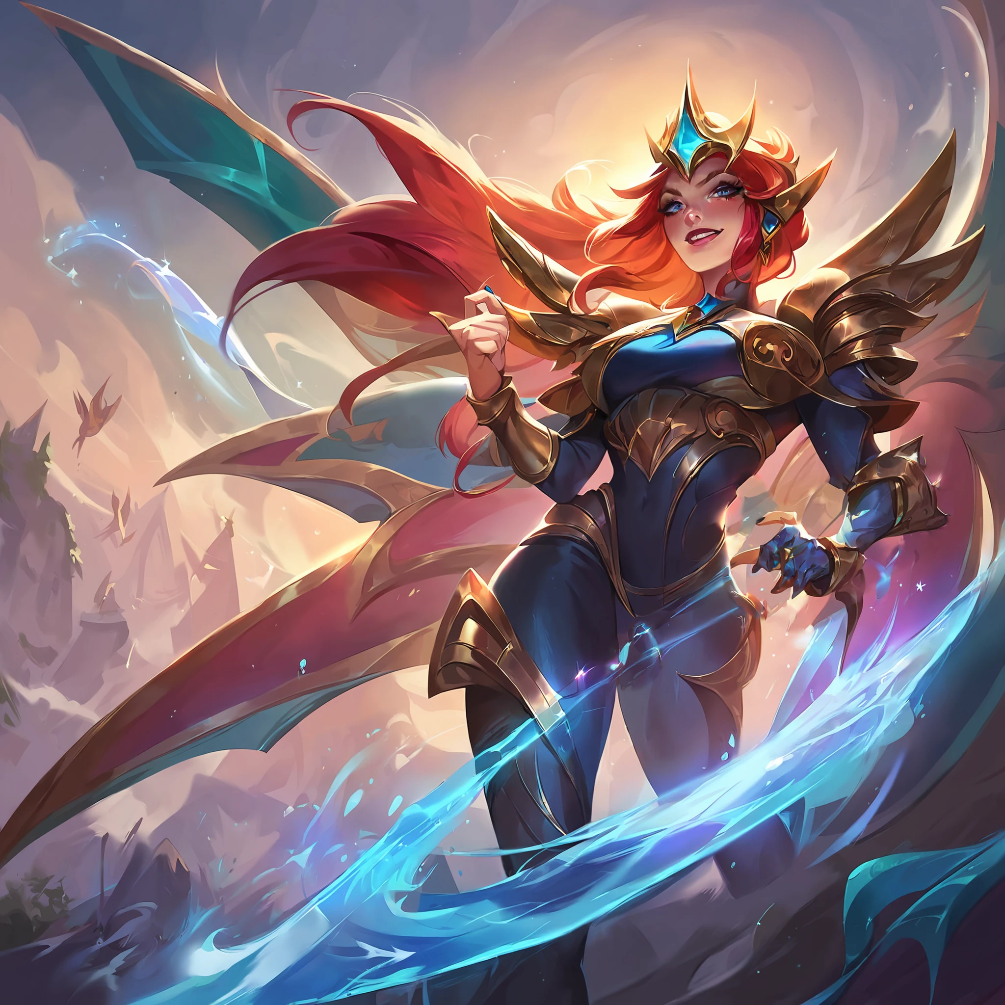 score_9, score_8_up,score_7_up, masterpiece,high quality,1girl, <lora:League_Of_legends_Splash_2:0.7>,League of Legends,splash art,