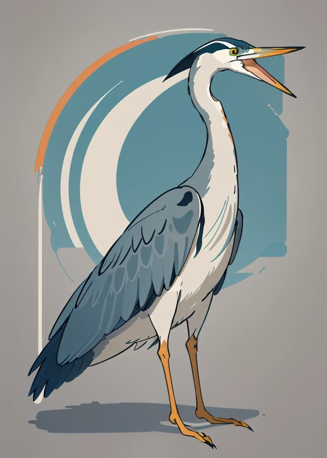 best quality,masterpiece,highly detailed,ultra-detailed, 
<lora:neg9V2_8:0.25> 
 <lora:Flat_Design_V02:1> vector art minimalism,
Great Blue Heron It has a gray-blue body, a long neck, and a sharp, pointed beak.