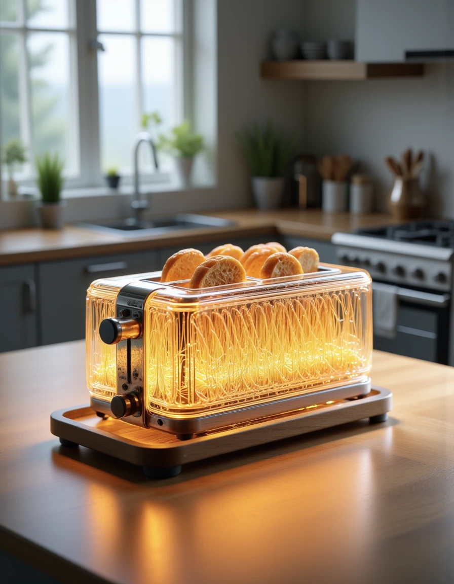 <lora:glass_fiber_512_v2_dev_f1_k:1> a kitchen toaster made of glass fiber