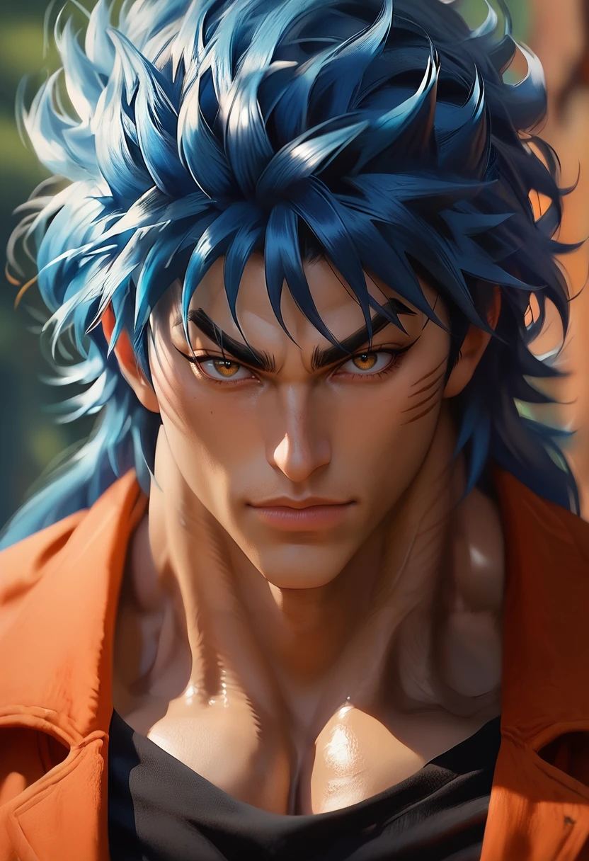 (masterpiece), (best quality), score_9, score_8_up, score_7_up, (masterpiece:1.2), (best quality:1.3), 1boy, portrait, simple background, <lora:Toriko:0.8> trko, muscular, masterful composition, dynamic movement