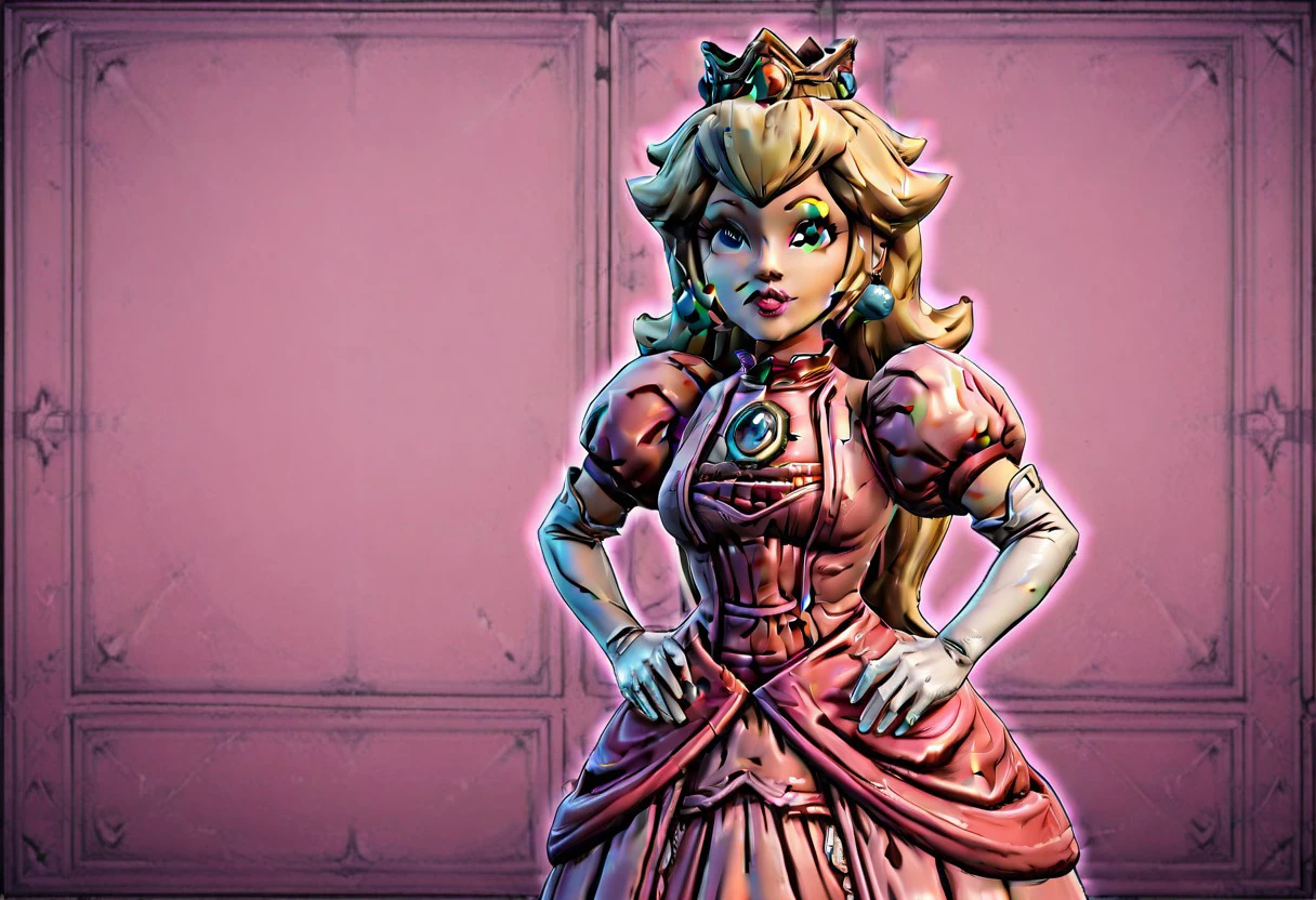 BLSplash,Princess Peach, Dress, hands on hips, posing