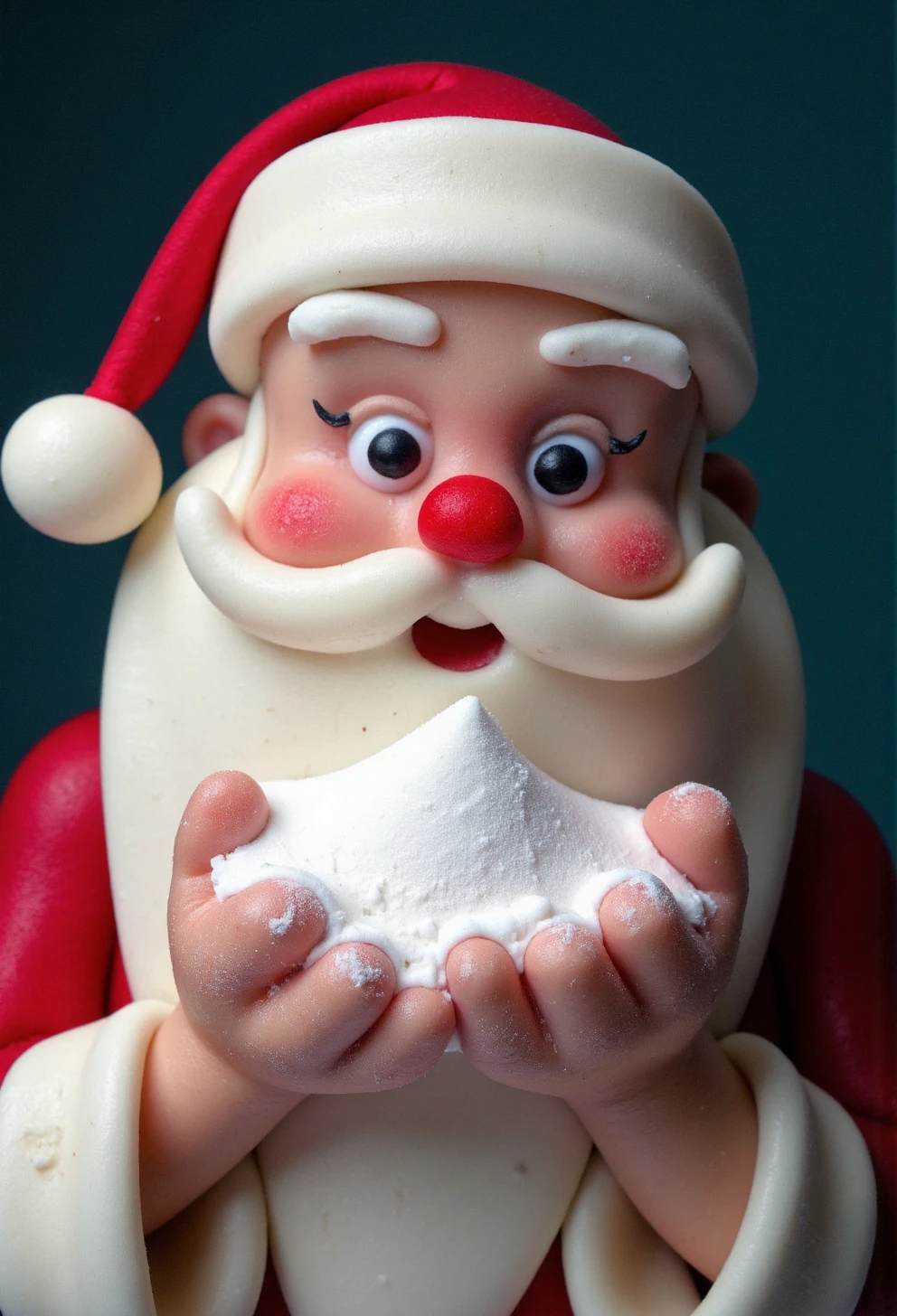 <lora:ck-marzipan-crafter-000019:1>, made out of ck-mrzpn, santa claus is sniffing white powder