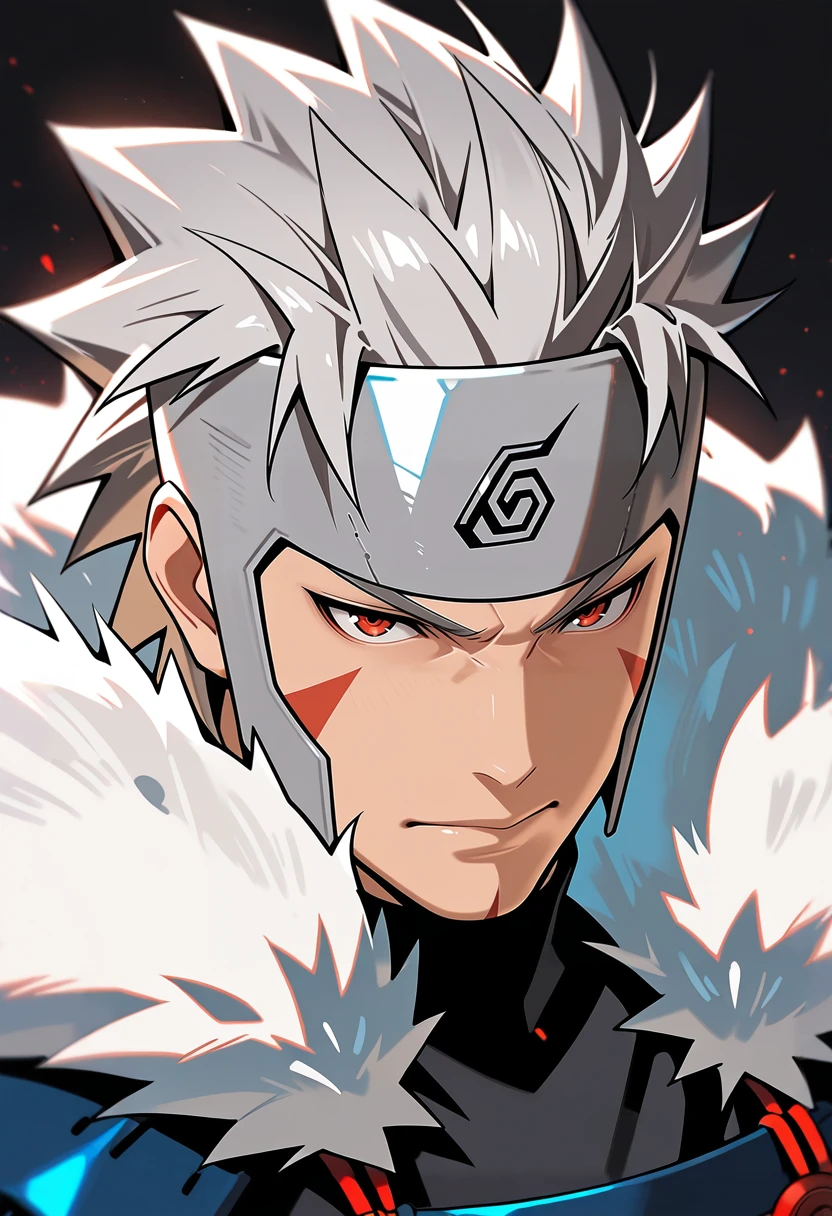 (masterpiece), (best quality), 1boy, <lora:Tobirama_Senju:0.8> tbrm_nrt, forehead protector, fur trim, japanese armor, portrait, red facial mark, masterpiece, best quality, absurdres, highly detailed, raytracing, masterwork, masterful composition, dynamic movement