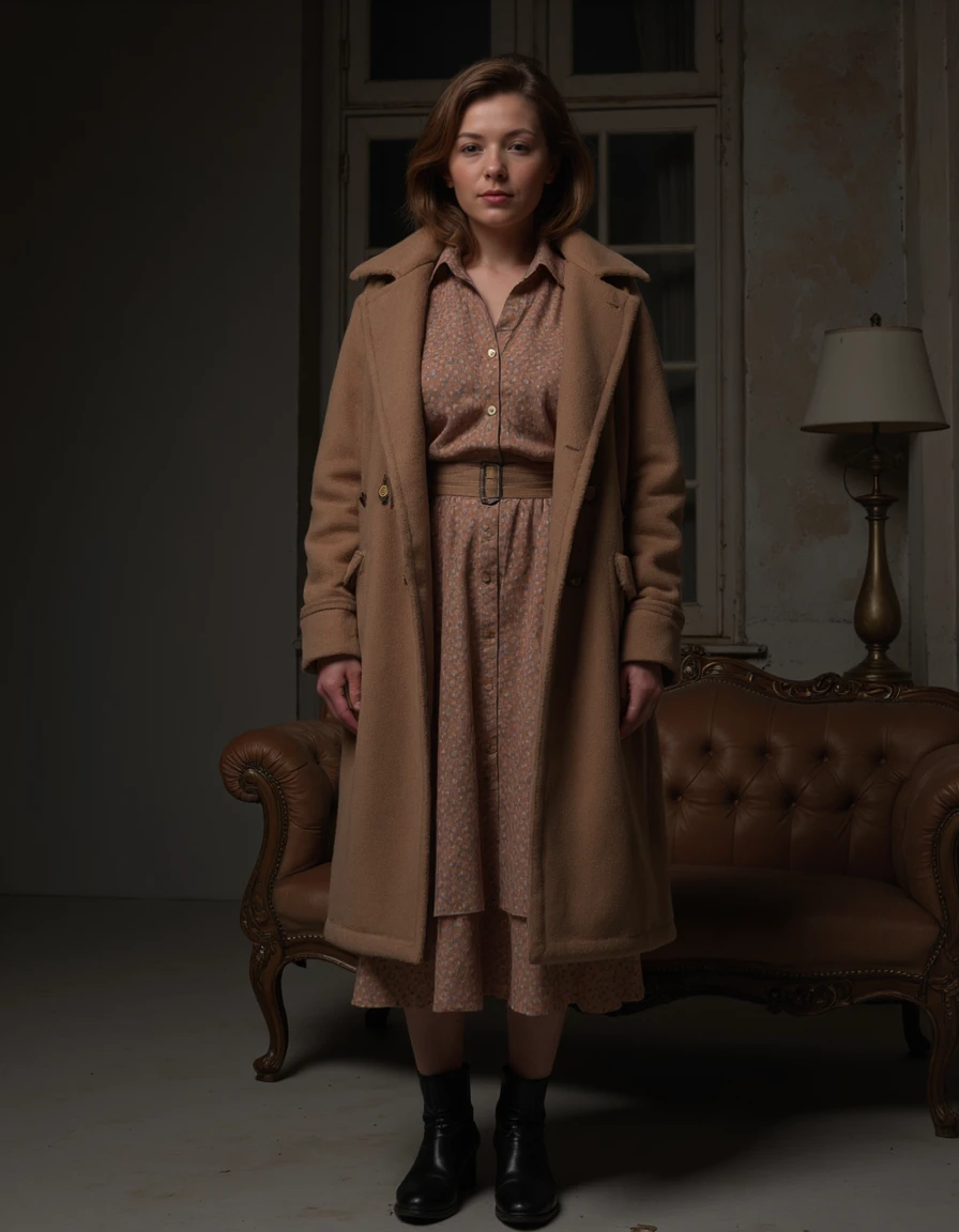 Norman Rockwell style full body shot of UHD, 8K, ultra detailed, a cinematic photograph of, <lora:kobzar:1>, Portrait of mature woman dressed businness dress and wintercoat, Soviet_Era_AHS, <lora:NormanRockwellFlux:0.3>, <lora:OBä¸ä¸çºªæ²¹ç»v1.1:0.3>, oil painting, <lora:Soviet_Era_AHS:0.5>, beautiful lighting, great composition . Baroque, chiaroscuro, realistic, emotional, "flat lighting, mid body. Whole outfit, clear, sharp, balanced . Realistic, narrative, Americana, detailed, "abstract