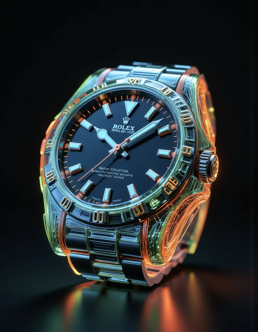 <lora:glass_fiber_512_v2_dev_f1_k:1> a rolex  watch made of glass fiber