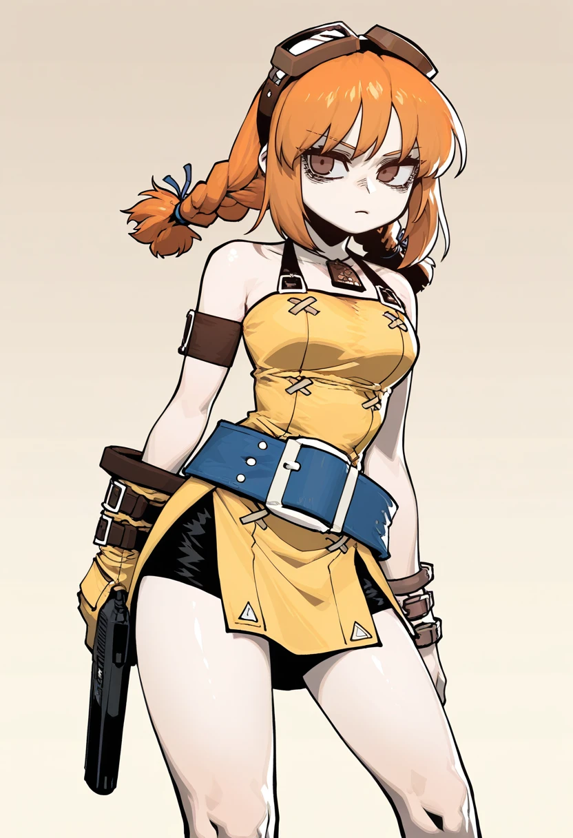 ssambatea, gogalking, 1girl, solo, aika, aika \(eternal arcadia\), orange hair, brown eyes, low twintails, twin braids, goggles, single glove, holding weapon, handgun
absurdres, highly-detailed, best quality, masterpiece, very aesthetic, <lora:Aika_Eternal_Arcadia-000077:0.6>