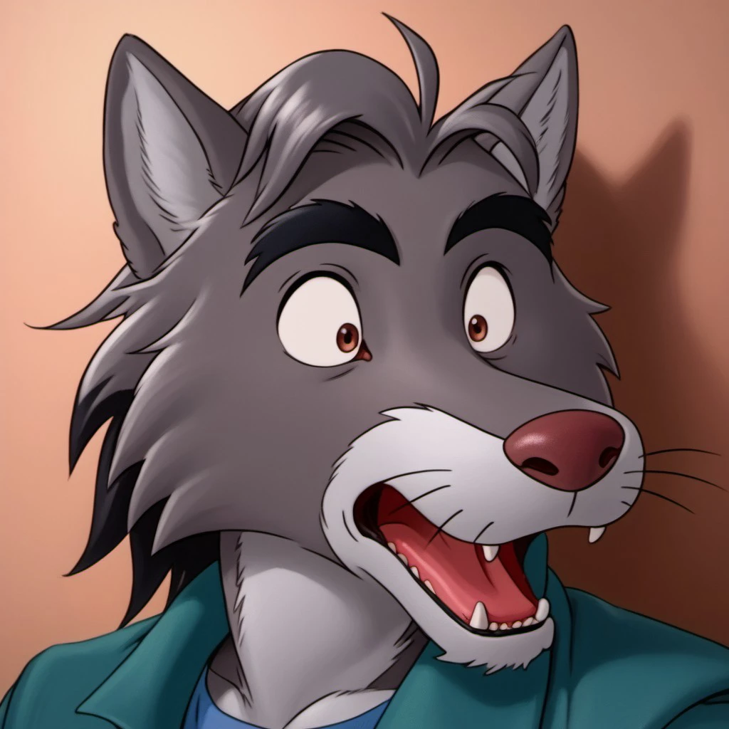 score_9, score_8_up, score_7_up, score_6_up, score_5_up, score_4_up, source_furry, solo, 1boy, Kar_B_style, kemono, furry anime, inked lines, heavy lines, detailed sketch, high detail, color pencil, pencil lines, anthro character, anthropomorphic animal, anthropomorphic animals, animal focus, ((headshot))
BREAK
Harry_RRgr, Wolf, anthro wolf, dark-grey fur, grey markings, grey inner ear, black eyebrows, whiskers, maroon nose, dark-grey hair, slick-back hair, hair strands on forehead, shaggy fur, digitgrade legs
BREAK
Upset, shocked, scared, screaming, yelling